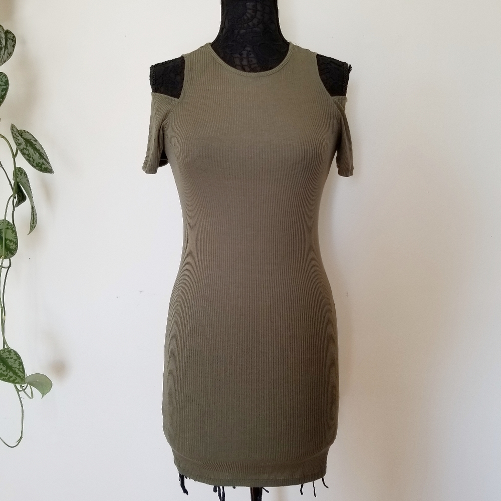 Sage Green Cold Shoulder Bodycon Dress